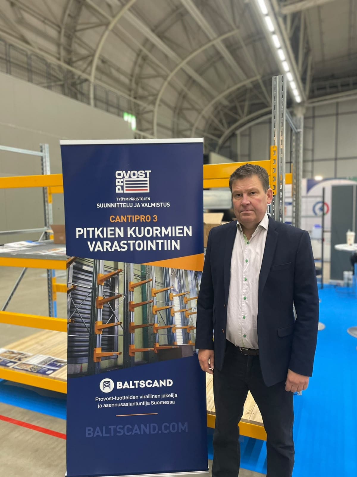 Heikki Anttila at a Provost shelving exhibition in Finland